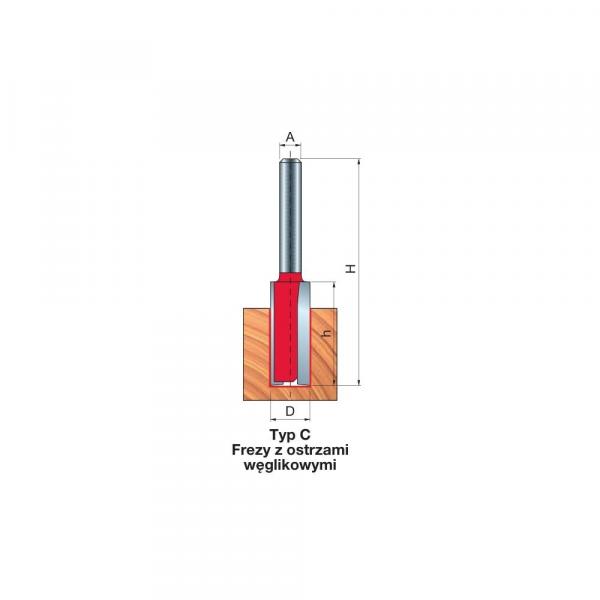 Frez dwuostrzowy do obróbki prostej x 15 x 20 x 57,2 x 8 Z2 FREUD 04-14608P